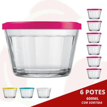 Imagem de 6 Pote de Vidro Americano 600ML Nadir Sobremesa Doces c/ Tampa - NADIR