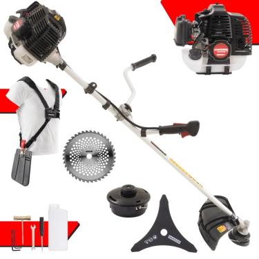 Imagem de Roçadeira Profissional Kawashima KW52-LE 2 Tempos 52cc 2,5HP de Potência Cortador de Grama Com Cabeçote de Nylon + Lâmina 3 Pontas + Lâmina 40 Dentes