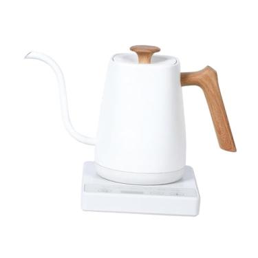 Imagem de Generic Chaleira elétrica com controle de temperatura, proteção contra fervura a seco, 1000 W, prática, resistente, aquecimento rápido, 0,8 L para ferver água, Grão de Madeira Branca