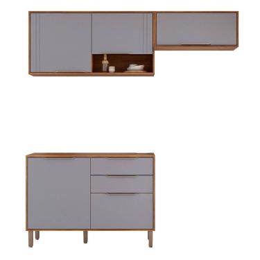 Imagem de Kit Armário Aéreo Cozinha Compacta Áurea 200cm e Balcão