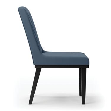Imagem de Cadeira Sala De Jantar Base Madeira Preto Kit 6 Sofia Suede D03 - D'rossi Cor Azul Marinho