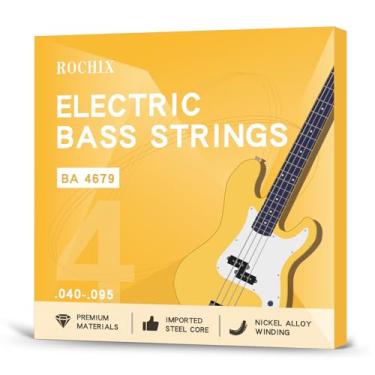 Imagem de Cordas para baixo elétrico de nível iniciante - Conjunto de 4 cordas BA 4679, núcleo de aço com enrolamento de liga de níquel, ideal para novos músicos, tons duráveis e brilhantes
