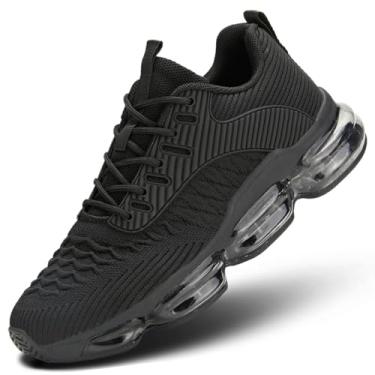 Imagem de Luogoks Tênis feminino de caminhada, corrida, com almofada de ar, tênis de basquete, moderno, respirável, esportivo, academia, fitness, cross trainers, Preto, 38