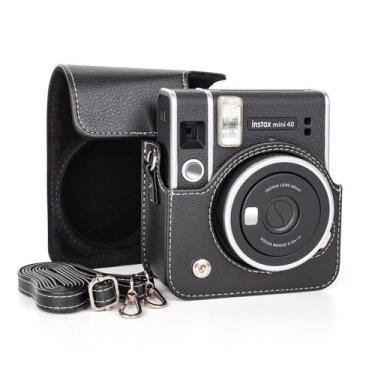 Imagem de Estojo para câmera MUZIRI KINOKOO Instax Mini 40 em couro PU preto