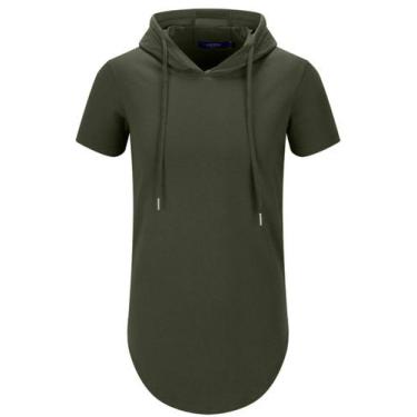 Imagem de Moletom masculino com capuz Aiyino, moda atlética, manga curta, verde 