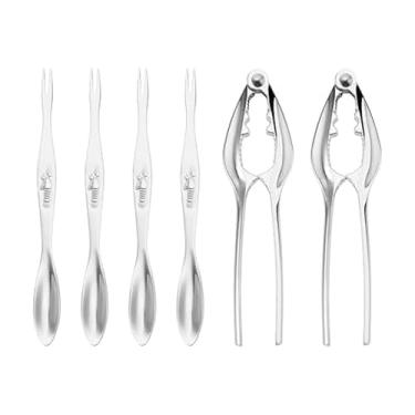 Imagem de Farberware O conjunto inclui colher de aço inoxidável com garfos e quebra-nozes, ideal para quebrar conchas sem esforço e remover carne de frutos do mar ou nozes, conjunto com 6