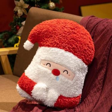 Imagem de Almofada de Natal em forma de árvore e Papai Noel - Linda almofada decorativa de Natal para casa, quarto, decoração de sofá - Presente festivo de Natal para mulheres e decorações de Natal (Papai Noel)