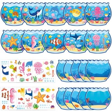 Imagem de JUNEBRUSHS 30 conjuntos de kits de artesanato de verão para crianças, animais submarinos cenas de adesivos para casa, sala de aula, atividades de jogos, artesanato de verão, lembrancinhas de festa