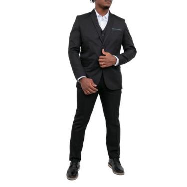 Imagem de Terno Social Slim Alfaiataria Microfibra Liso Diversos Tamanhos - Nero