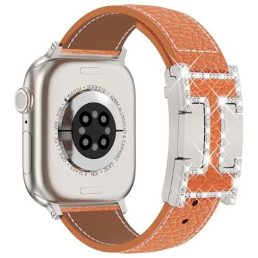 Imagem de CHANCHY Pulseira magnética de couro compatível com Apple Watch Ultra SE séries 10/9/8/7/6/5/4/3/2/1 de 40 mm, 38 mm, 41 mm, 42 mm, 45 mm, 46 mm, 40 mm, 38 mm, 41 mm, 44 mm, 45 mm e 46 mm