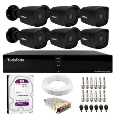 Imagem de Kit 6 Câmeras Bullet Black Tudo Forte TF 2020 B Full HD 1080p Visão Noturna 20M Proteção IP66 + DVR Tudo Forte TFHDX 3308 8 Canais + HD 1TB Purple