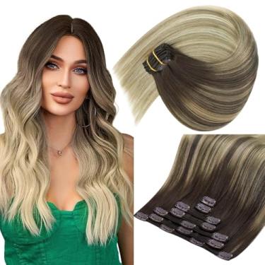 Imagem de Sunny Hair Extensões De Cabelo Clip In Ombre - Humano, Castanho A Loiro, Loiro Escuro Dourado Misto, 40 Cm, 7 Peças