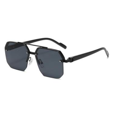 Imagem de Óculos de sol de metal para ciclismo masculino, meia armação, estilo pregos de arroz, casual, tendência, personalidade, retrô, moda, esportes ao ar livre, 01, óculos de sol