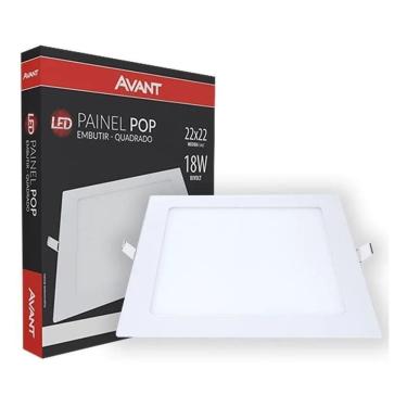 Imagem de 2X Plafon Led Painel Embutir Qua 22X22 18W 6500K Branco Frio