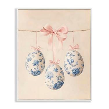 Imagem de Stupell Industries Coquete floral azul ovos de Páscoa arte giclée emoldurada branca, design por Arlington Prints, 20 x 16