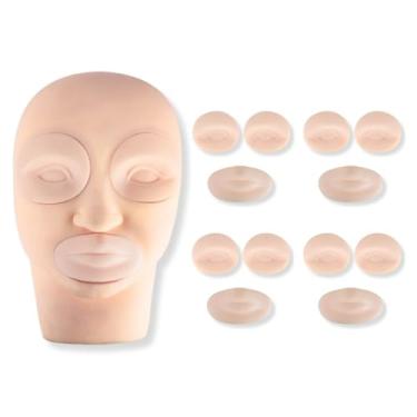 Imagem de Kit Treino Cílios Make Cabeça Silicone + 5 Moldes Olhos Boca