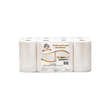 Imagem de Toalha Papel Rolo Bobina 100% Celulose 8X100X20 - Vo Tudinha