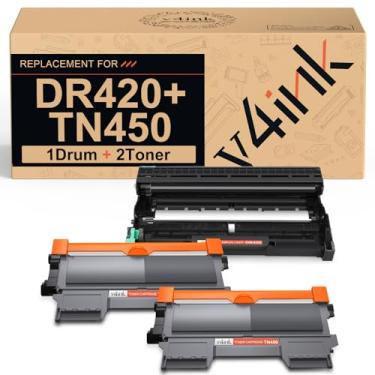 Imagem de v4ink Cartucho de toner e bateria de substituição compatível para Brother TN450 TN420 DR420 use com HL-2270dw HL-2280dw HL-2230 HL-2240d MFC-7240 MFC-7360n MFC-7860dw 3 pacotes (1 tambor + 2 toner) (preto)