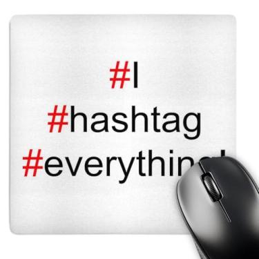 Imagem de 3dRose I hashtag everything, letras pretas em fundo branco vermelho # - Mouse pad, 20 x 20 cm (mp_192441_1)