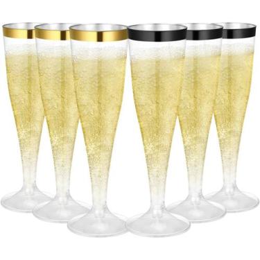 Imagem de Taças de champanhe de plástico Jingmore, 12 peças, 130 ml, transparent