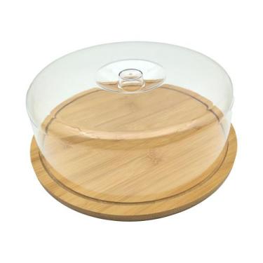 Imagem de Porta bolo de bambu 28cm com tampa de acrílico hauskraft