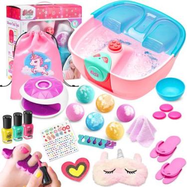 Imagem de Kit diurno Kids Spa Holycco para meninas com secador de unhas e bombas