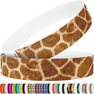 Imagem de WM infinite Pulseiras Tyvek para eventos, estampas de animais, pulseiras de papel de 1,9 cm, pacote com 250 para festa, agrupamento, formação de equipe e identificação (padrão de girafa)