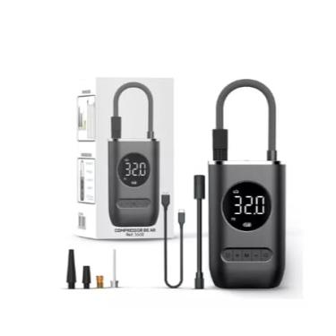 Imagem de Mini Compressor Calibrador Ar Digital Portátil Recarregável Cor Preto 110v/220v