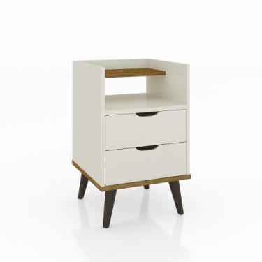 Imagem de Mesa De Cabeceira Decor Com Duas Gavetas Um Nicho E Pés Palitos - ViaN