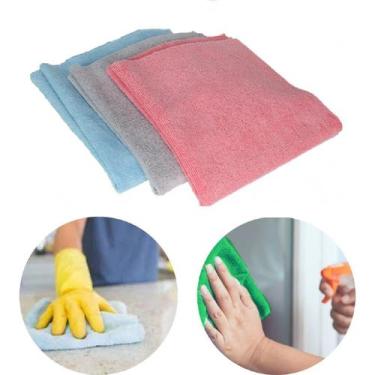 Imagem de 12 Panos Microfibra Flanela Multiuso Reutilizável Pacote - Inter, Azul