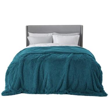 Imagem de Cobertor King Size Bedsure Turquesa Teal Sherpa Fleece 274x229cm