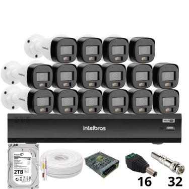 Imagem de Kit 16 Câmeras Intelbras 3220b Full Color Com Áudio Dvr Intelbras Imhdx 3132 Inteligência Artificial Hd 2tb