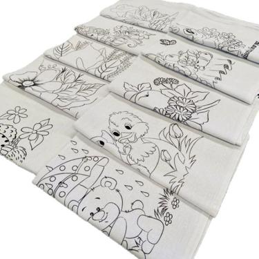 Imagem de Pano De Prato Lomaer Sacaria 45x71cm Contorno para Pintura( 12 Unidades)Branco