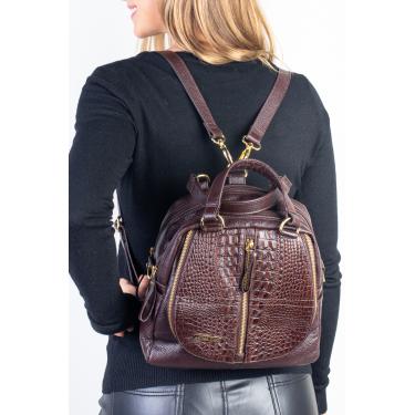 Imagem de Bolsa mochila de couro croco 4 em 1 Marina