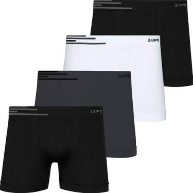 Imagem de Kit 4 Cuecas Boxer Lupo Poliamida Masculina Cueca Box Adulto Sem Costu