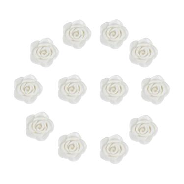 Imagem de Kit C/12 Miçangas em Resina Flor Rosa Branca 2 cm