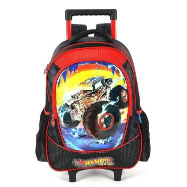 Imagem de Mochila de Rodinhas Luxcel Com Alça HotWheels Trucks Preto-Masculino