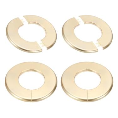 Imagem de PATIKIL Flange de parede 130 mm / 5,1" OD, 4 peças de cobertura de placa de escudo redondo PPR placas de cobertura de encanamento com fita autoadesiva para torneira de tubo de água de 64 mm / 2,5" de