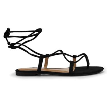 Imagem de Sandália Feminina Rasteira Gladiadora Amarrar Perna Confortável Resistente (Preto, BR, Adulto, Numérico, 38)