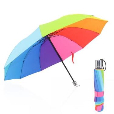 Imagem de Guarda Chuva Arco-Íris Grande Reforçado 10 Hastes Contra Vento - NoBra