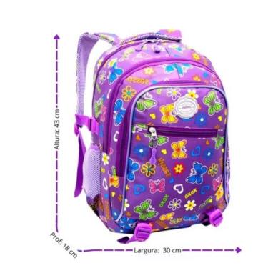 Imagem de Mochila Feminina Escolar Costas Espaçosa Resistente lilas - sem marca