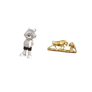 Imagem de Fenteer Estátua de Touro Moderna, Ornamento Criativo de Mesa, Estatueta de Vaca Feng Shui, Escultura Decorativa para Mesa, Lareira, Prateleira, Pre