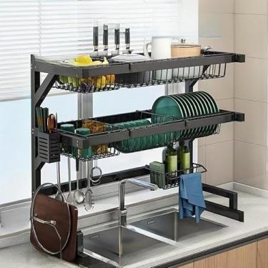 Imagem de Escorredor de Louças Autossustentável – Alta Durabilidade, Grande Capacidade e Sem Necessidade de Furos (Duplo - largura 85cm)