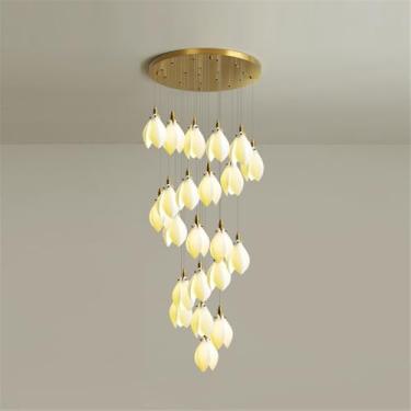 Imagem de Contemporâneo Girar Pendente Lâmpada LED Moda Criatividade Sala de Estar Restaurante Quarto Villa Hotel Edifício Duplex Candelabro (A B 22 luzes)