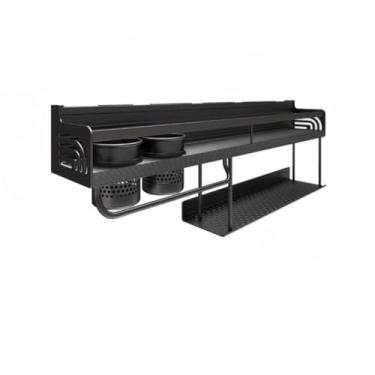 Imagem de Prateleira Organizadora Multiuso Alumínio Cozinha Moderna Porta Tempero e Utensílios (60cm Preto 2 Camadas)