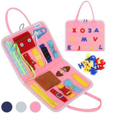 Imagem de Busy Board Esjay para crianças pequenas Learn Fine Motor Skill Pink