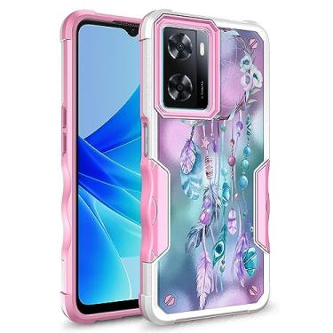Imagem de Rosebono Capa compatível com OnePlus Nord N300, capa híbrida de proteção de design gráfico de camada dupla para OnePlus N20SE/Oppo A57 4G/5G/A57S 4G/A57E 4G/A77 4G/A77 2022 5G/Realme V23 (apanhador de sonhos)