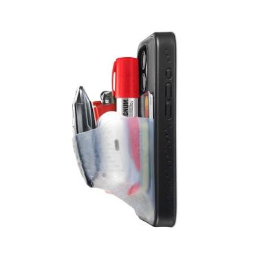 Imagem de Ninja Labs Capa de telefone Flex Pouch (estica para guardar mais de 30 cartões, Airpods, protetor labial, chave de carro e dinheiro) (preta/transparente, iPhone 14)