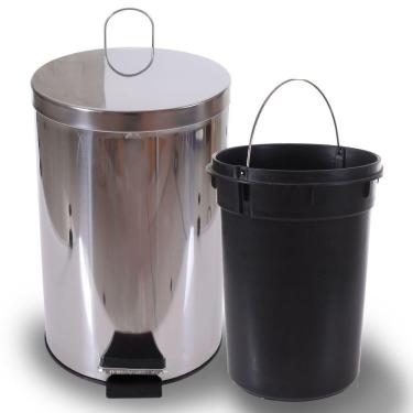 Imagem de Lixeira Inox Espelhado C/ Pedal Balde Removível 12 Litros Bene Casa