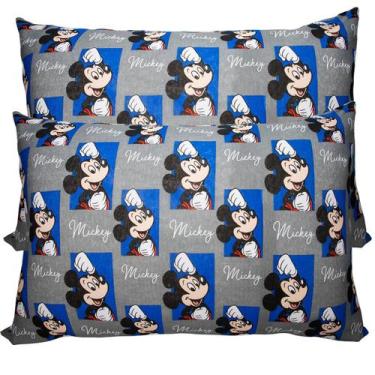 Imagem de Par de Fronha KazzaVip Malha 100% Algodão Disney Estampada Mickey Quad